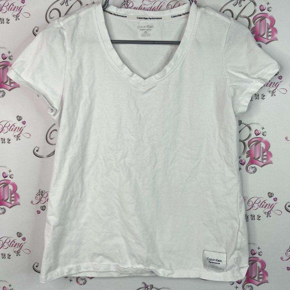Calvin Klein tee tshirt performance logo emblem Women's Classic White Tee